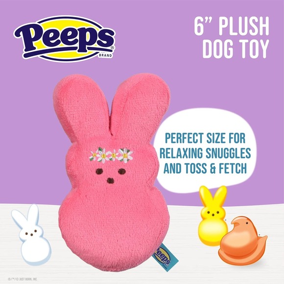 Peeps Plush Bunny Dog Toy Squeaky 6 Inch Pink Easter Squeaky Toy For Dogs - Picture 4 of 5